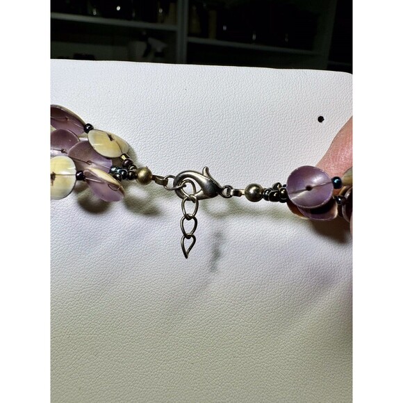 Vintage Handmade Shell Necklace 3 Strand - Picture 6 of 6